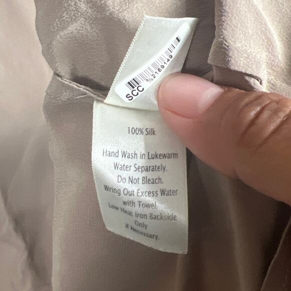 Ecru Women Blouse 100% Silk Top Gray *Dimensions In Picture* - Picture 4 of 6